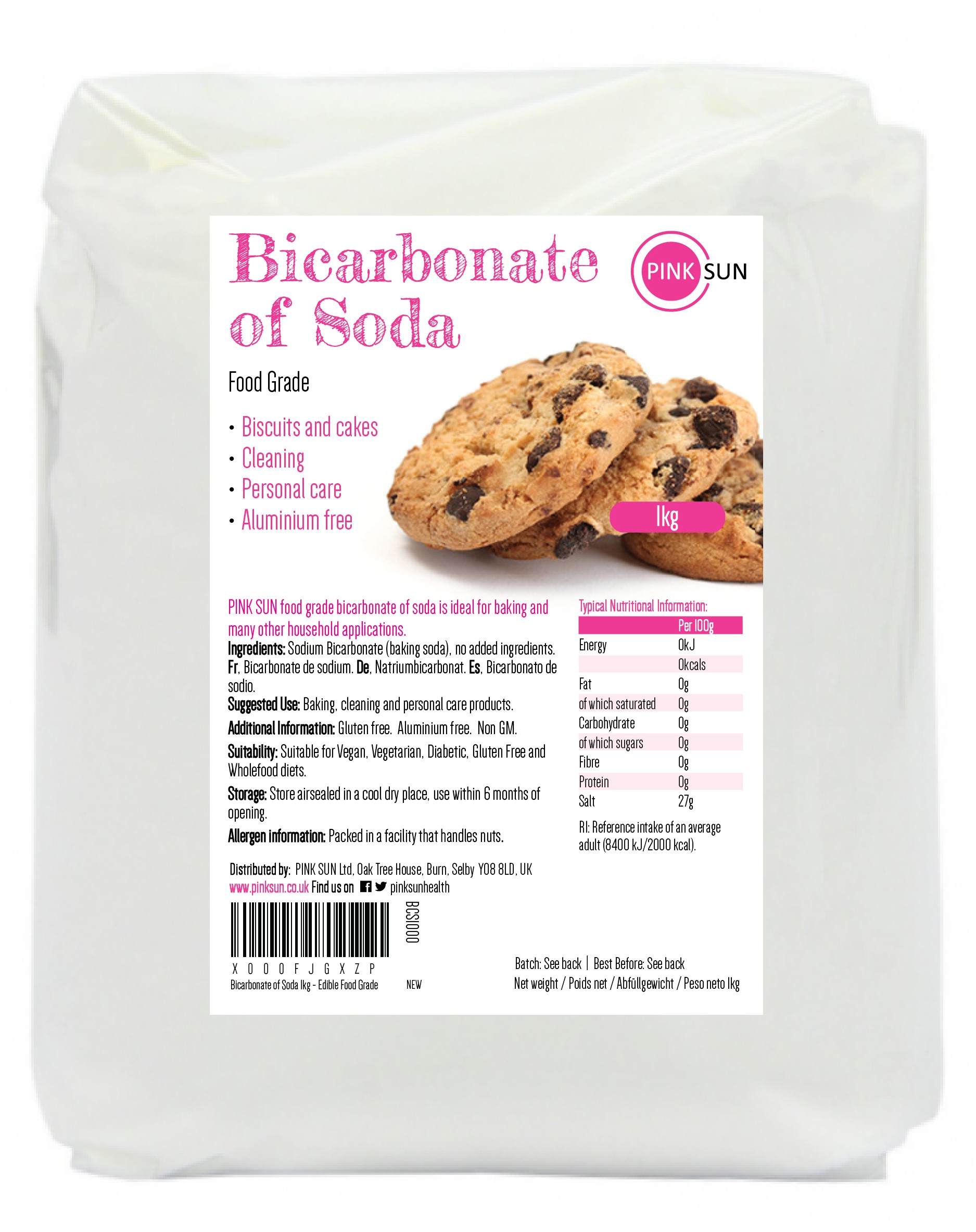 Bicarbonate of Soda Food Grade Baking 1kg Aluminium & Gluten Free Bath Sodium eBay